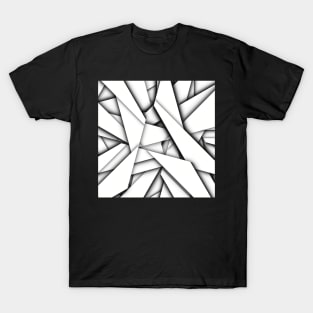 Paper Airplane Scraps, Black and White Digital Illustration T-Shirt